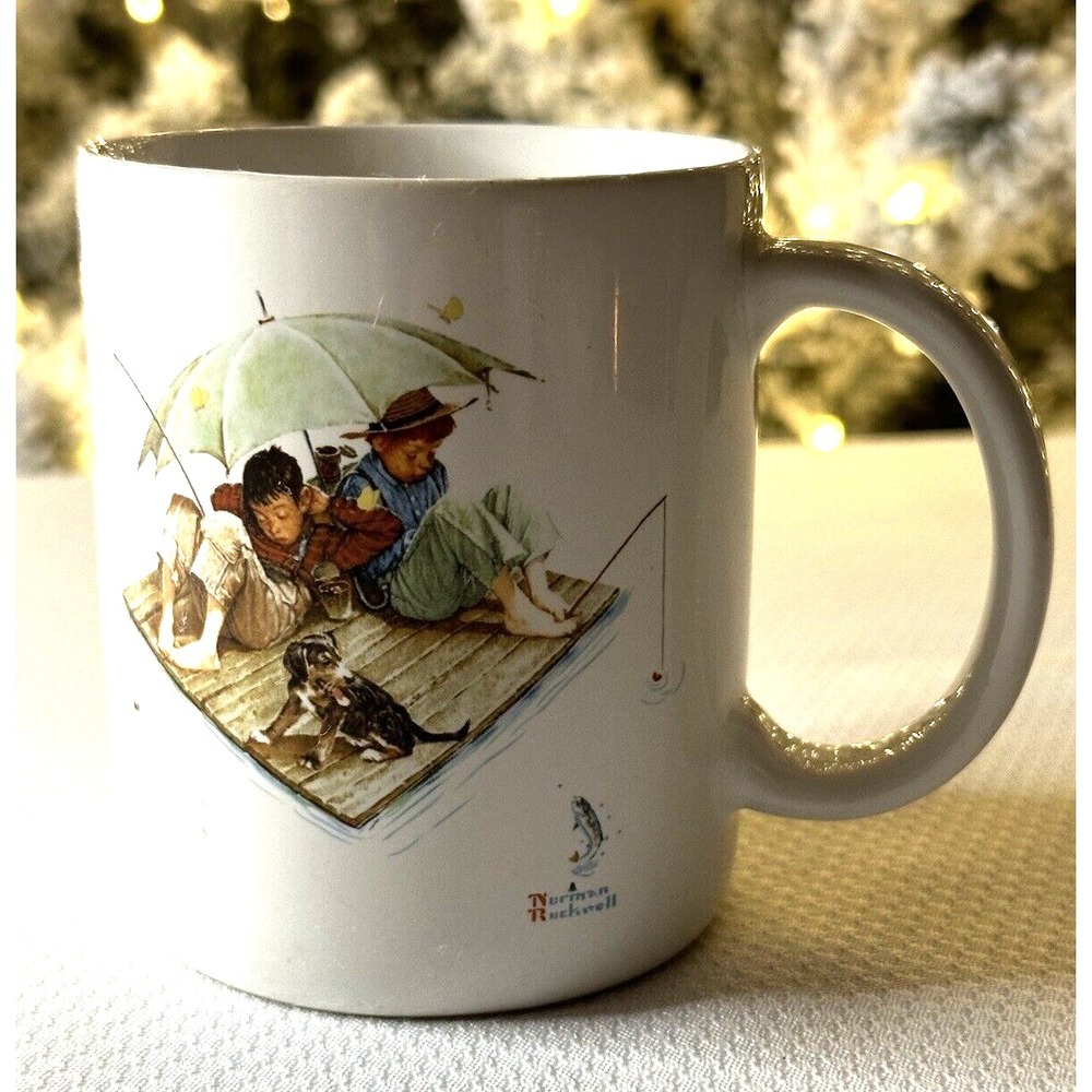 Fisherman's Paradise by Norman Rockwell The Fishing story coffee cup/mug